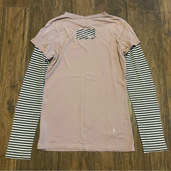 Volcom pink &grey layered long sleeve T shirt Skills Pixie ninja cat punk rock - Picture 5 of 6
